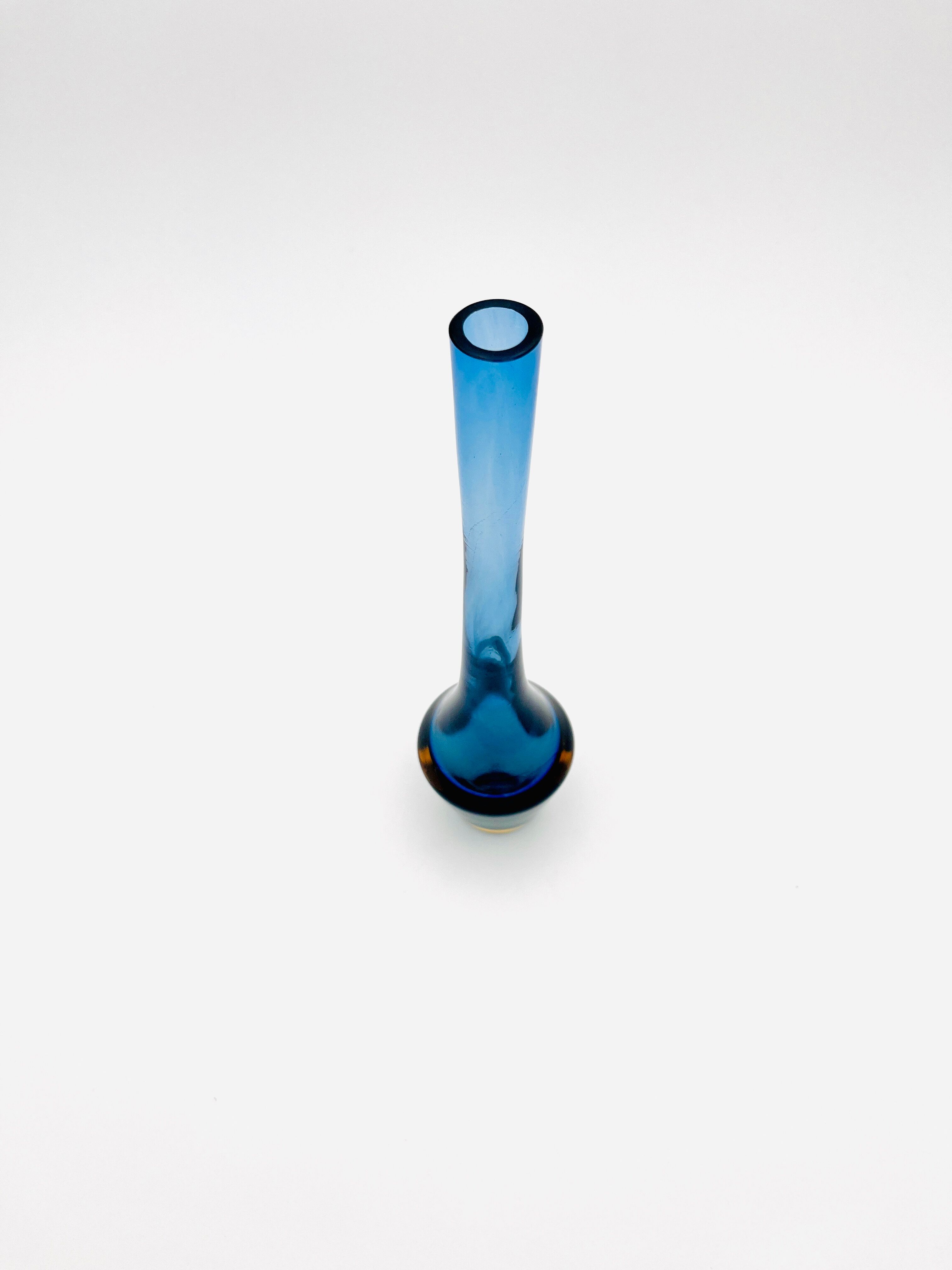 Soliflore Sommerso Flavio Poli Murano 26cm Blue Amber Gallery Condition