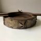 Wrought iron and wood ashtray, Brutalist style, 23rd century