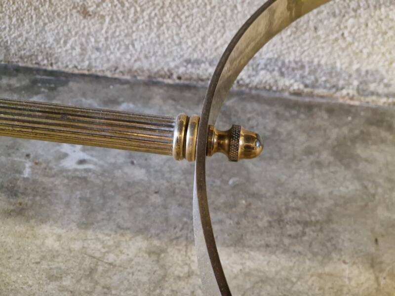 Brass coffee table with Alpine green veined marble top - 1960