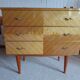 3-drawer chest of drawers - 60s - vintage - marquetry effect - spinning top feet