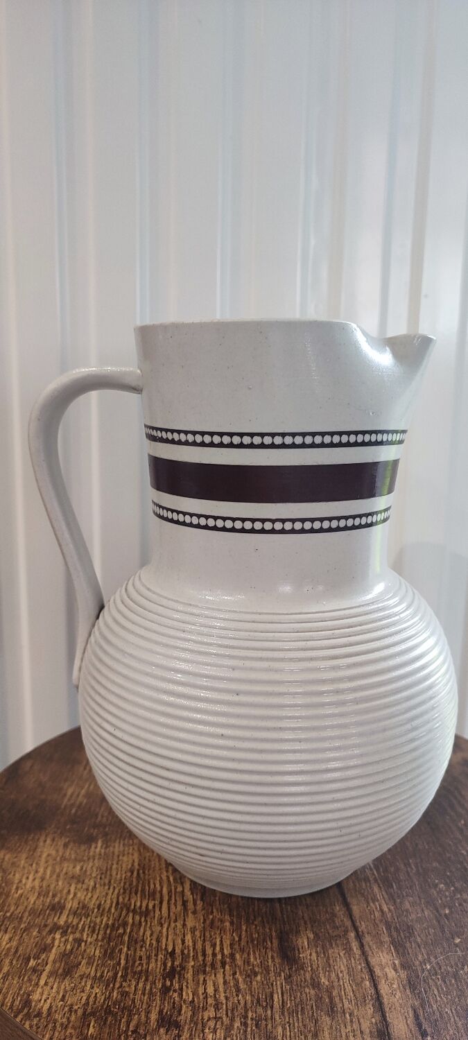 Large glazed stoneware pitcher signed, 1950-60 period