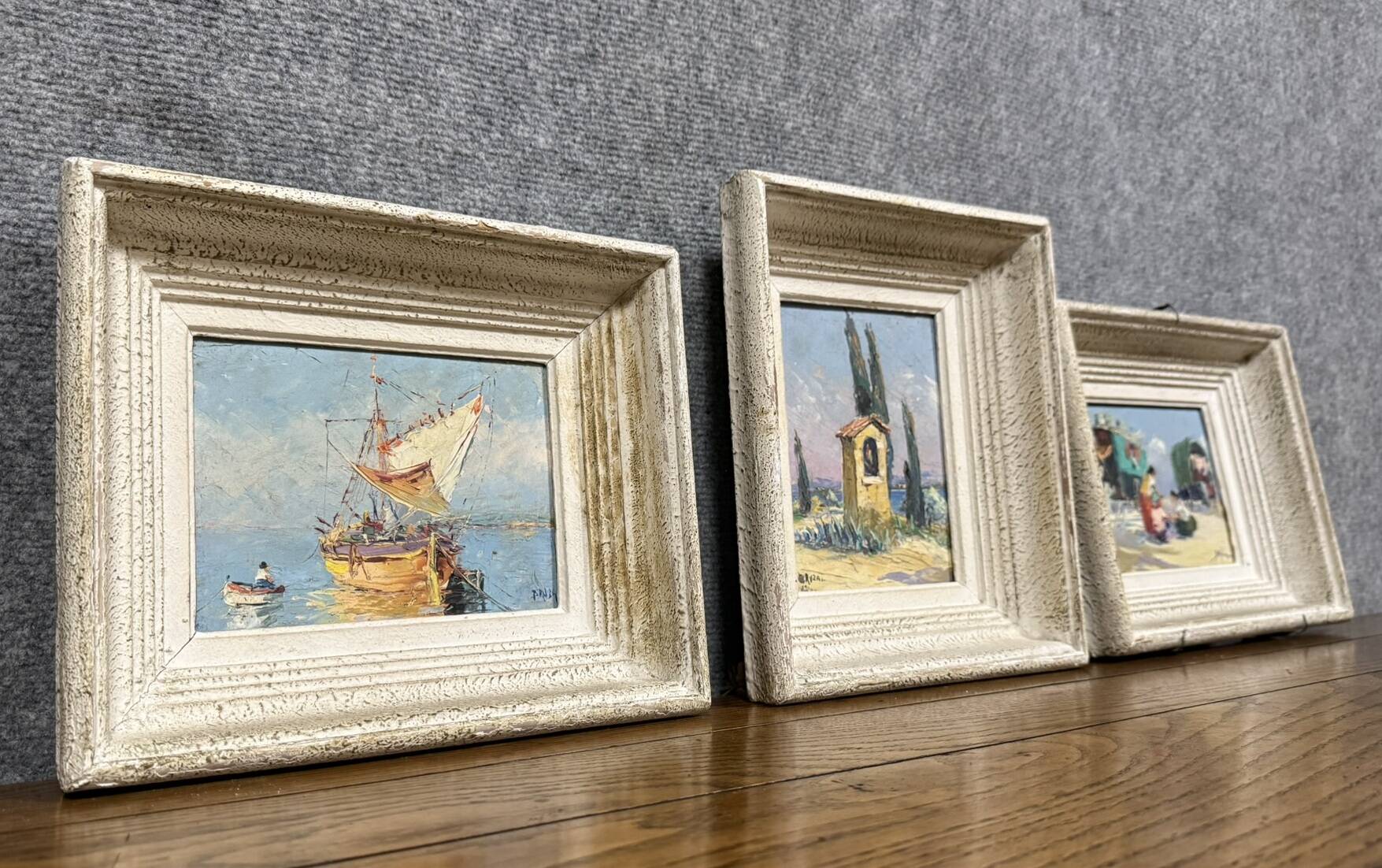 Victor Bruzac: série de 3 tableaux huiles sur panneaux époque circa 1920