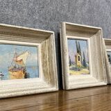 Victor Bruzac: série de 3 tableaux huiles sur panneaux époque circa 1920