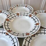 Set of 6 hollow plates badonviller geometric patterns 30s