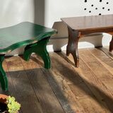 2 vintage wooden bar stools