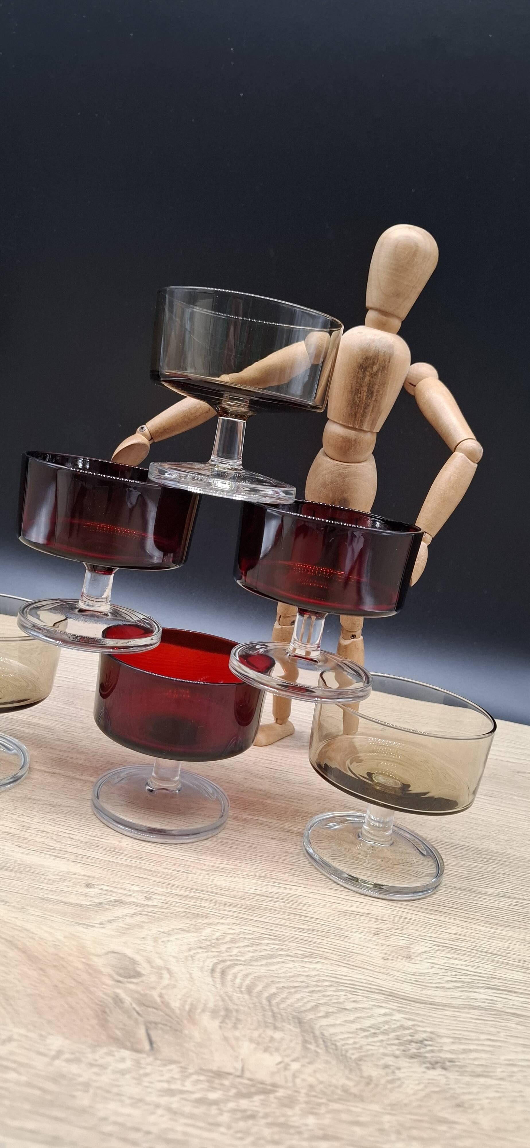 Set of 6 champagne glasses Cavalier Sweden Luminarc two-tone