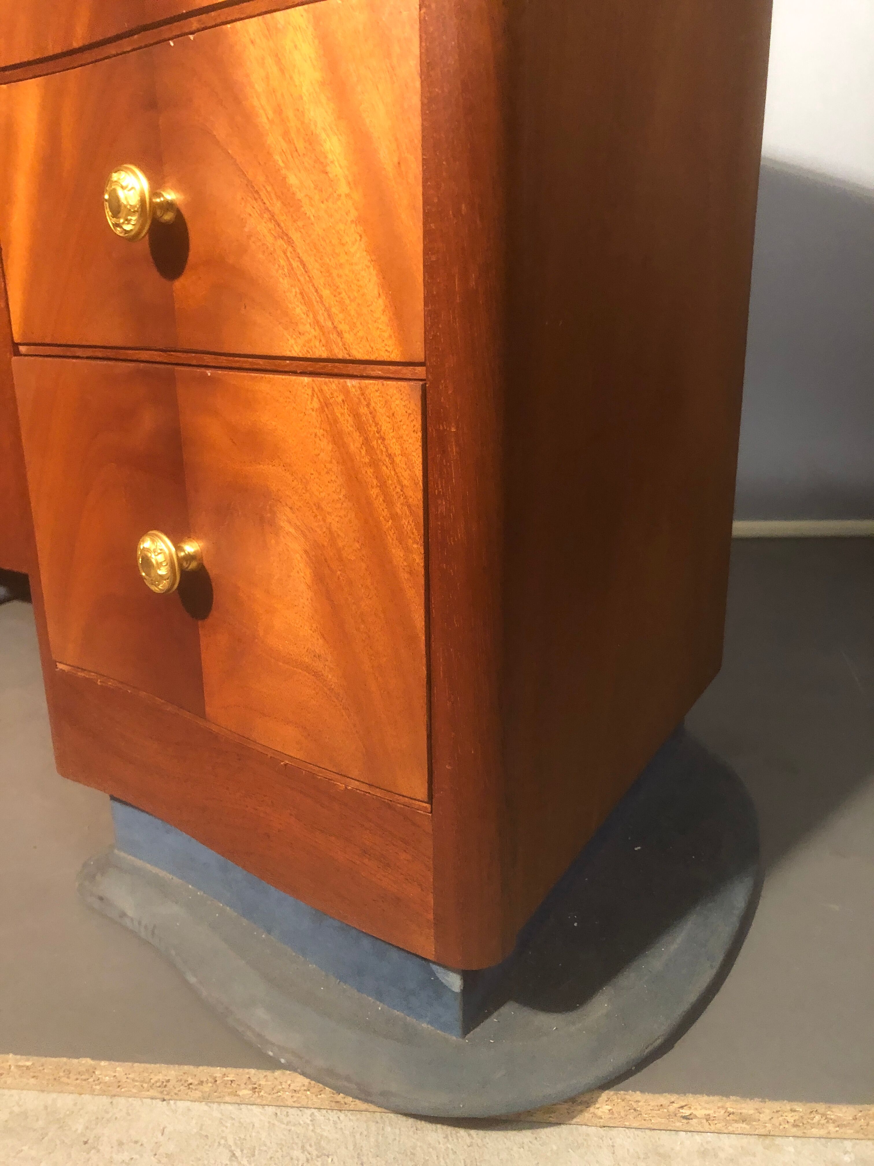 1940 desk in kidney shape with 8 drawers, 2 doors and footrest royere style