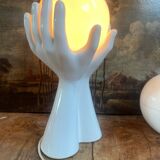 vintage ceramic and opaline hand lamp