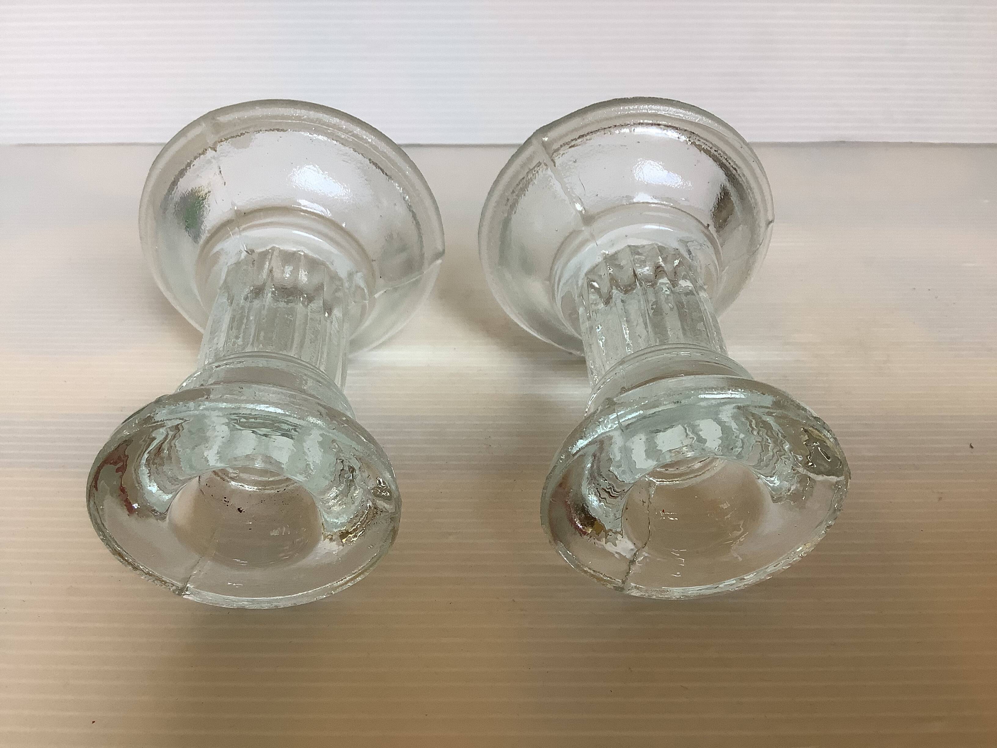 Pair of molded glass candlesticks
