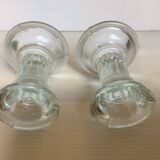 Pair of molded glass candlesticks