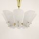 J. T. Kalmar Mid-Century Brass Suspension, Textured White Glass, 1950s