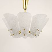 J. T. Kalmar Mid-Century Brass Suspension, Textured White Glass, 1950s