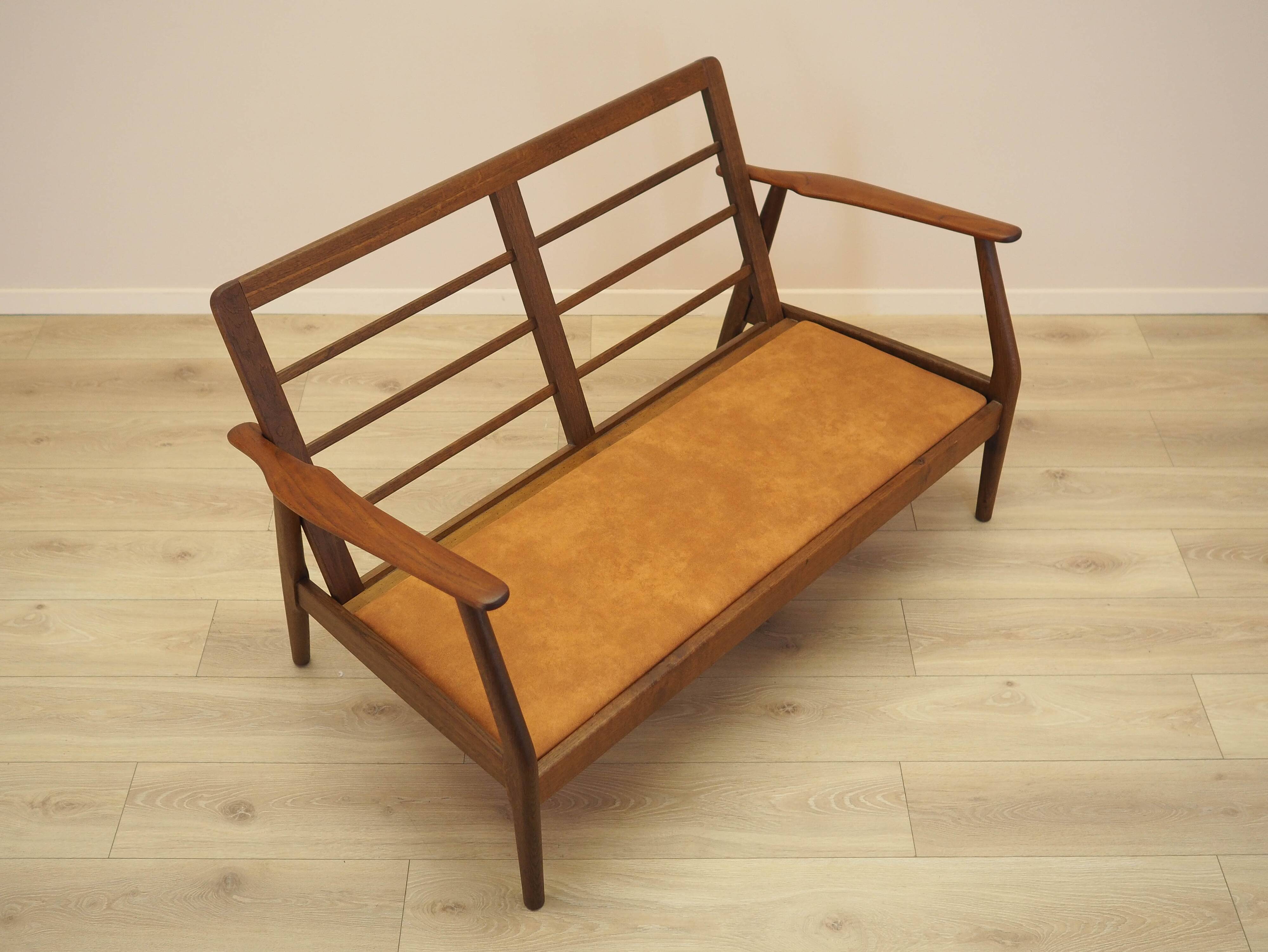 Danish oak sofa with leather upholstery, 1960s
