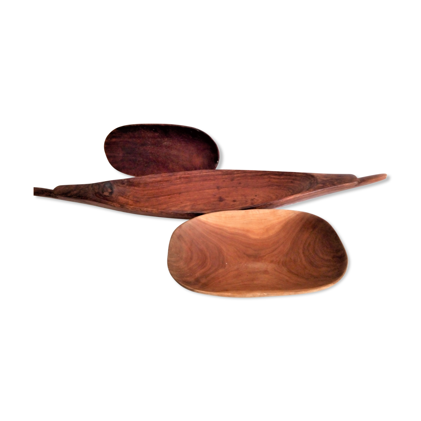 Lot of 3 African wooden dishes