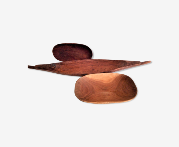 Lot de 3 plats Africains en bois