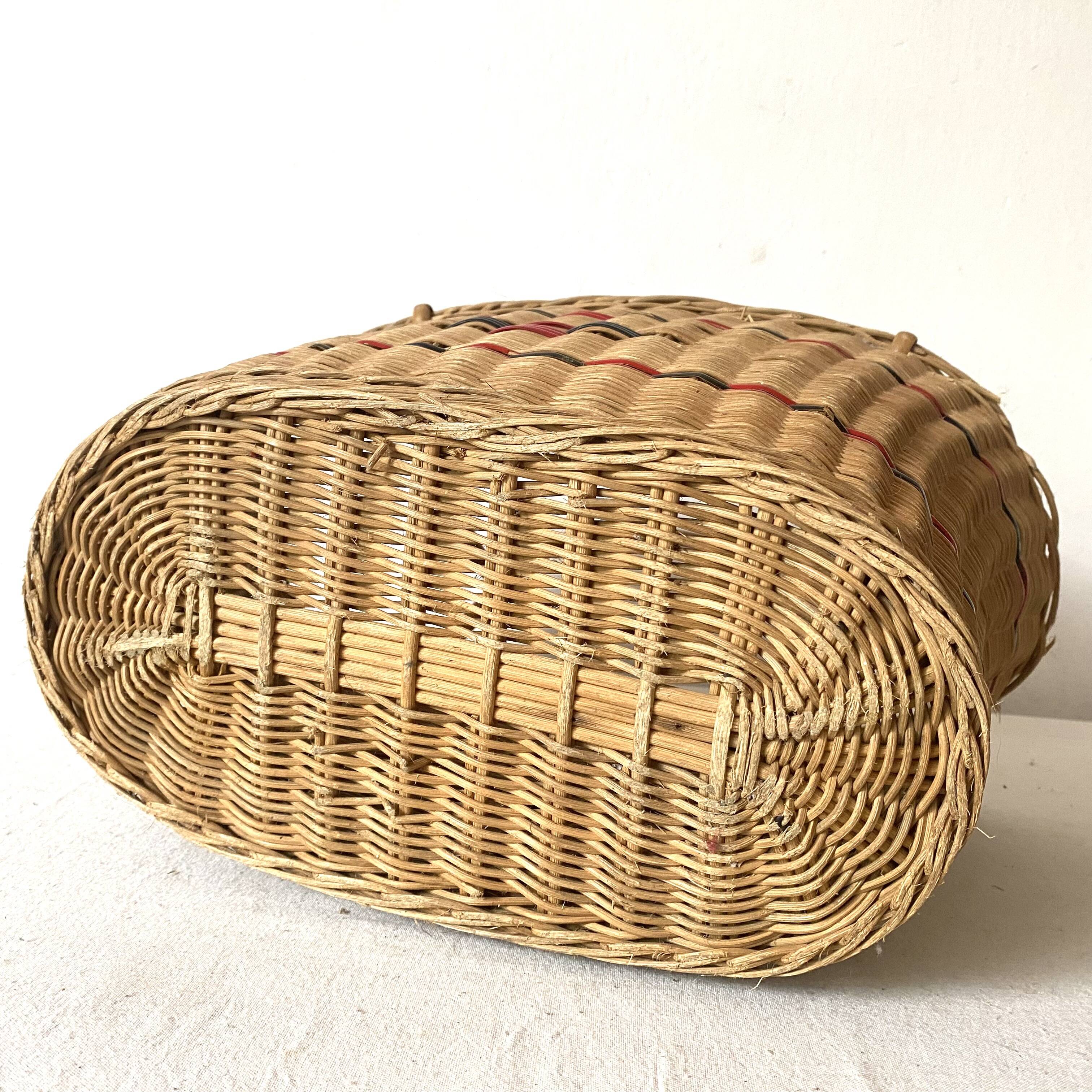 Vintage woven rattan basket from the 50s-60s
