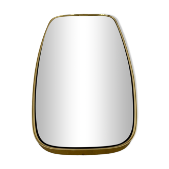 Old gilded brass mirror, 60s design rearview mirror, Schön-form vintage
