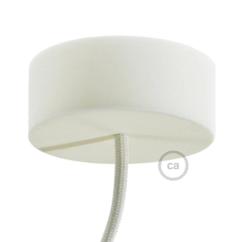 Smooth white opaline pendant lamp comes with a new cable and new brass socket