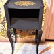 1930 bedside table, repainted wood in black with a golden rose motif.