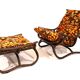 Manou rattan lounge chair in pagoda style with ottoman