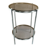 Round console 1970 chrome tube and smoked glass perfect condition