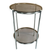 Round console 1970 chrome tube and smoked glass perfect condition