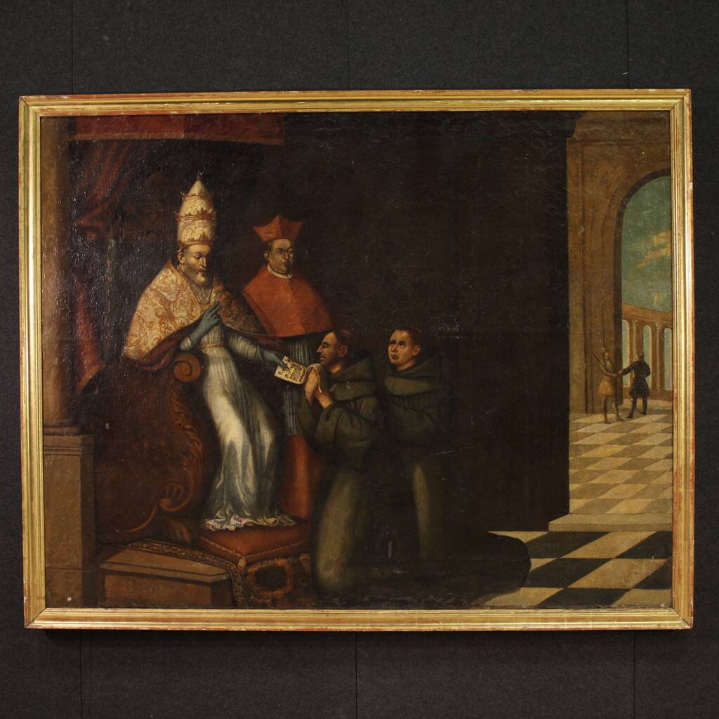 Great 17th century painting, Innocent III confirms the Franciscan Rule