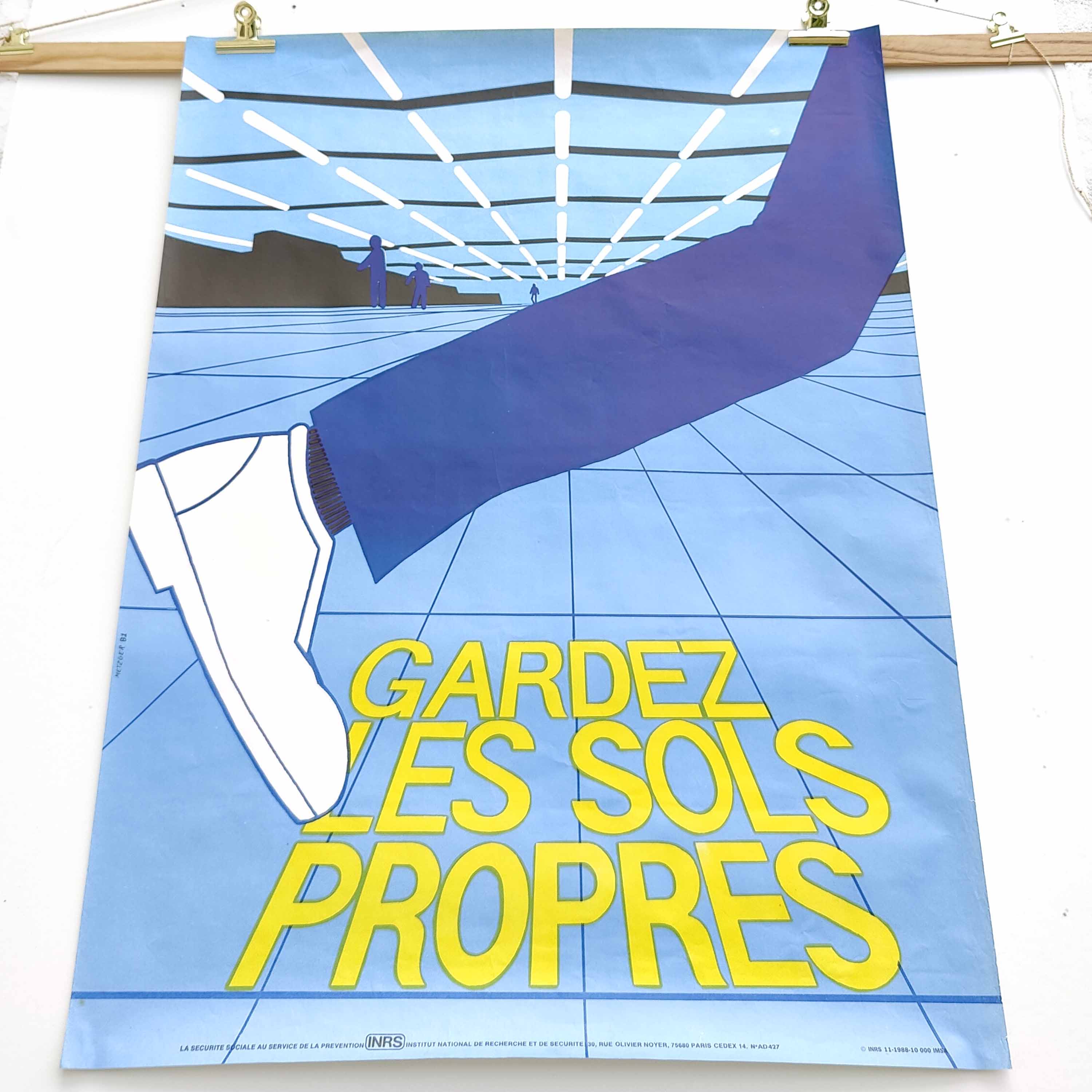 Affiche vintage INRS 1988 graphisme Metzger