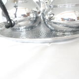 teapot, milk jug, sugar bowl, silver stainless steel, 1980,
