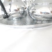 teapot, milk jug, sugar bowl, silver stainless steel, 1980,