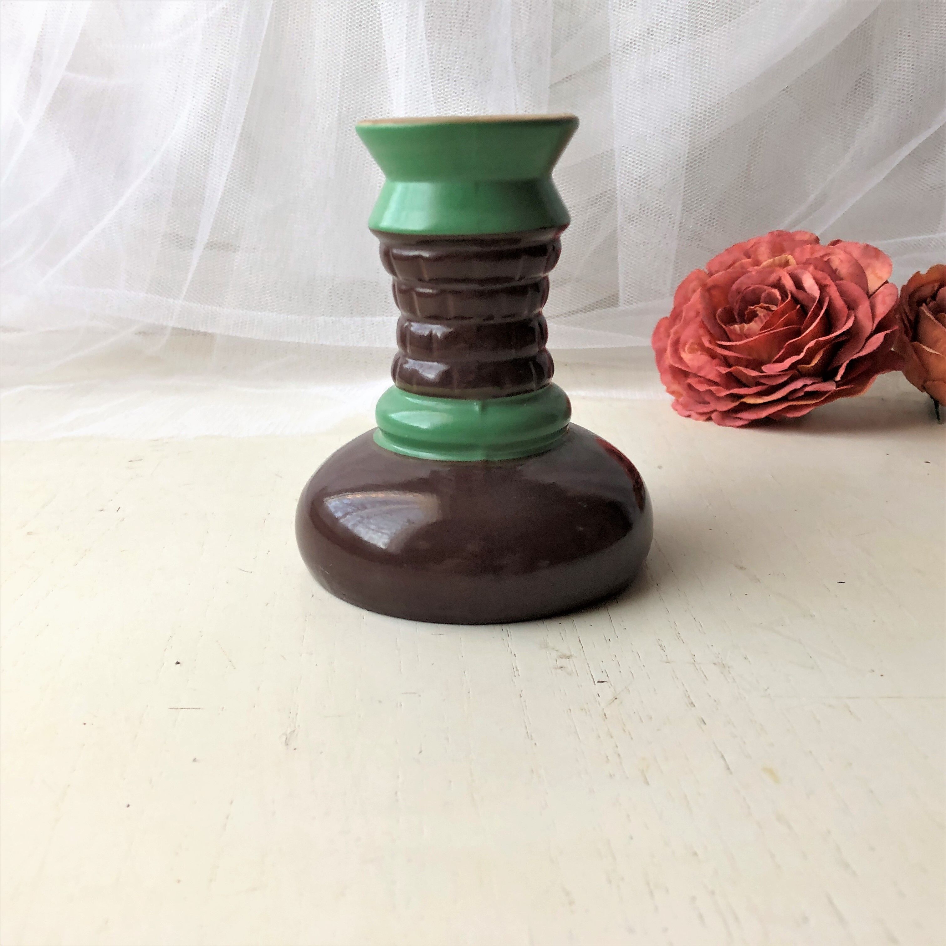 Handmade glazed ceramic candle holder