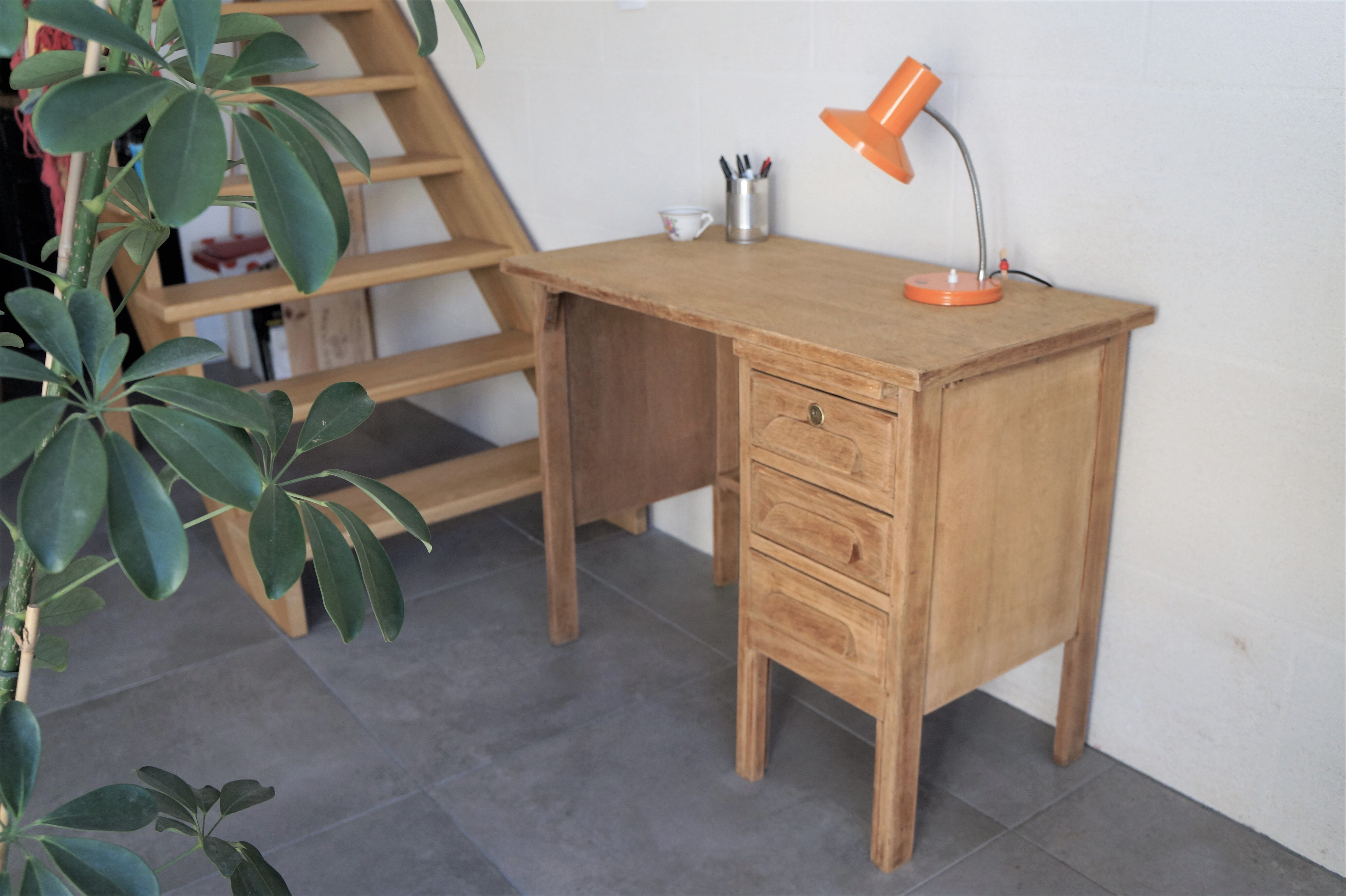Bureau d'usine en bois annees 50