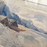 Aquarelle ancienne paysage suisse signée Fürst 1915