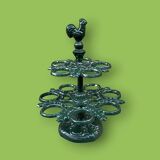 Antique egg display - enamelled cast iron rooster