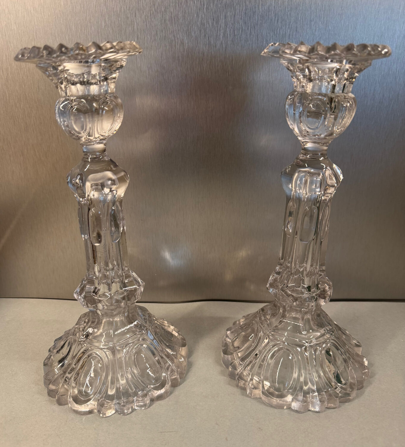 Pair of cut glass candlesticks – Napoleon III period