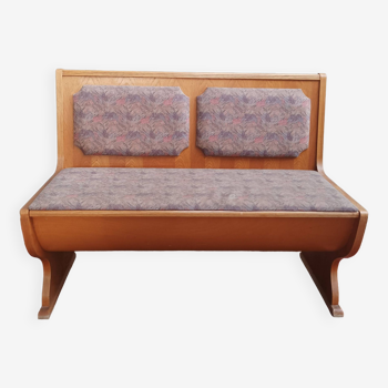 Banc coffre banquette vintage en chêne