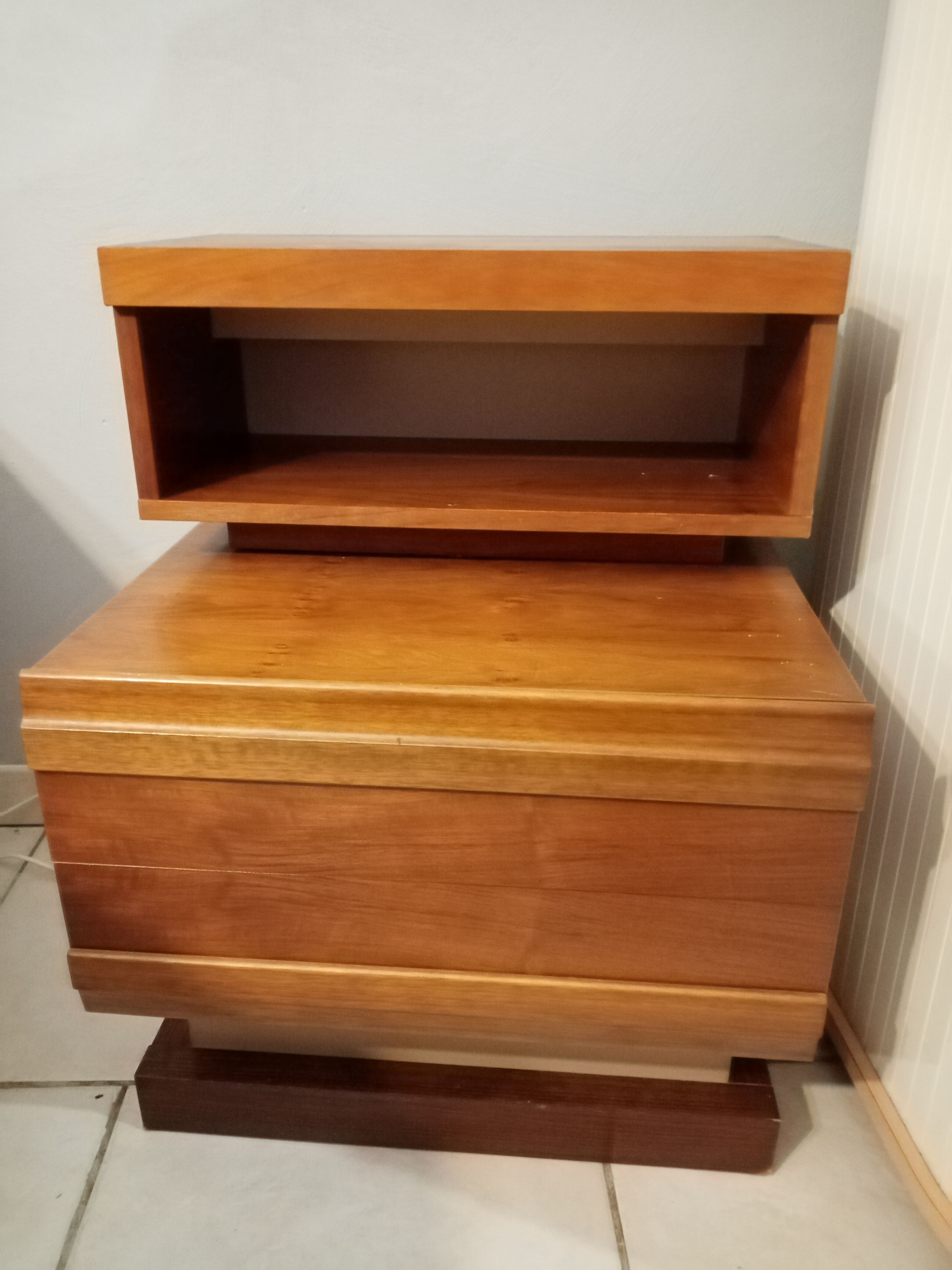 Pair bedside Scandinavian vintage teak year 70 SIMAT DUBINSKI