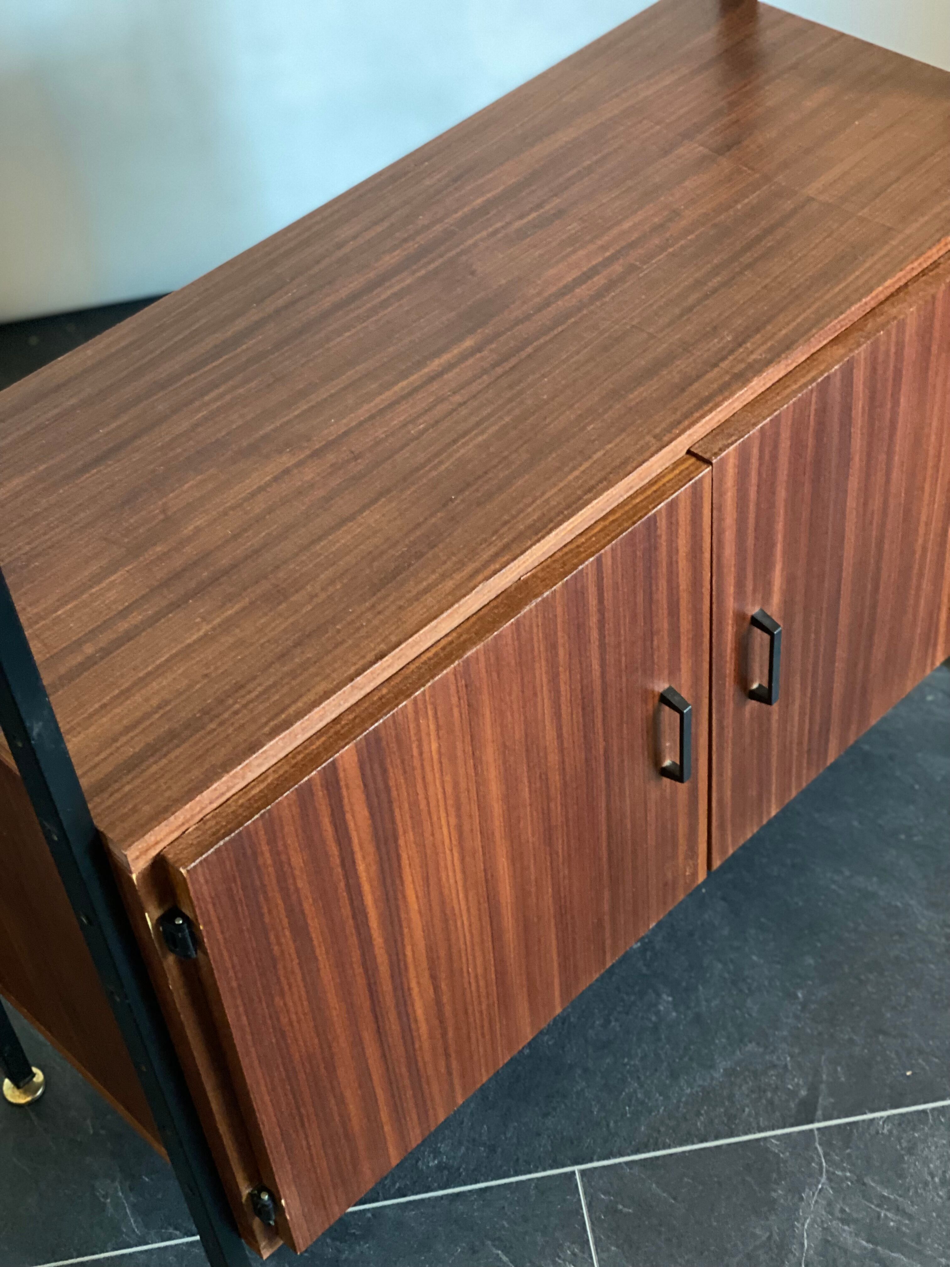 Vintage Teak and Metal Wall Unit