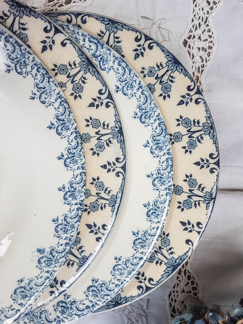 Lot 6 assiettes creuses dépareillées Terre de fer