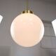 Big Mid-Century Italian Opaline & Brass Globe Pendant Lamp