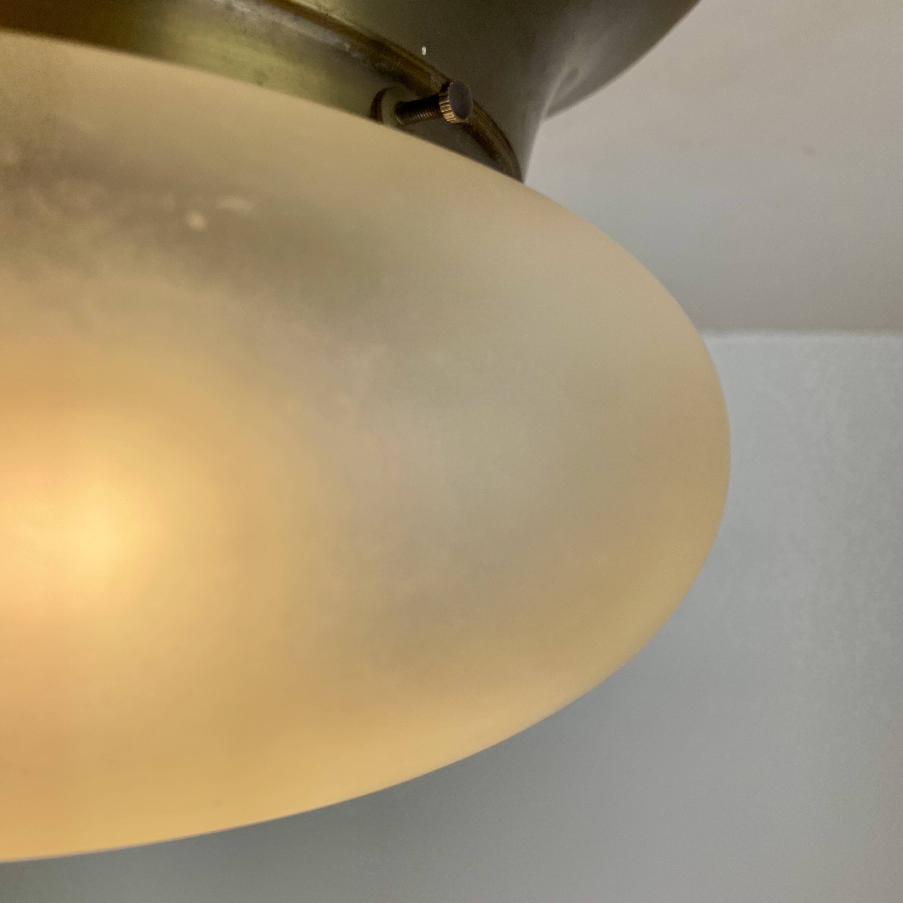 Brass & Murano Glass Ceiling Lamp, Italy, 1960s
