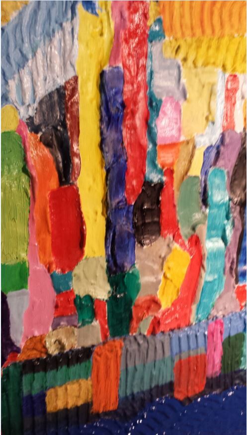 Multicolored abstract oil impressionist painting "isola bella"