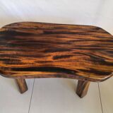 Brutalist free-form coffee table in solid elm, 1960s