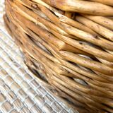 Vintage pouf braided wicker storage chest