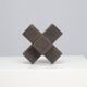 Handmade geometric wooden sculpture in cross form, 1970s – Brutalist constructivist abstraction