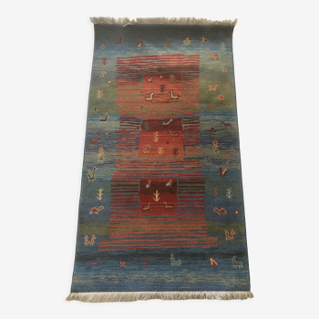 Kashbah rug 85x160 blue/red/green color with designs