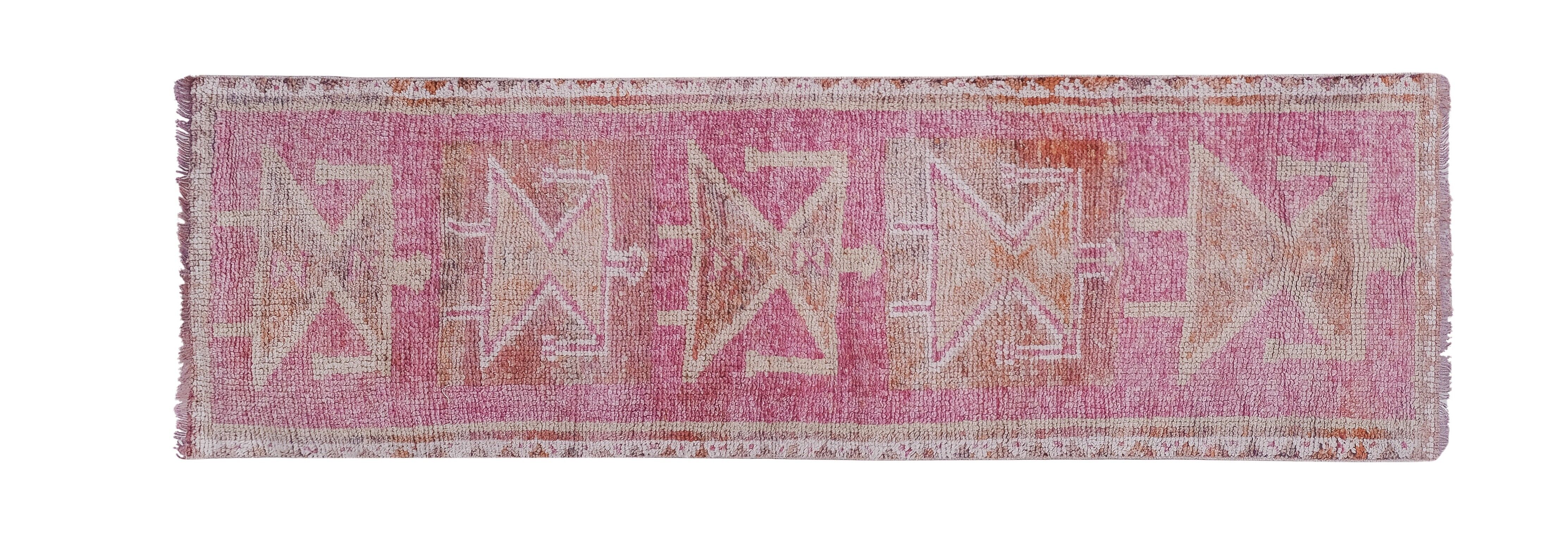 Vintage Turkish rug from Oushak, handwoven 85x266 cm