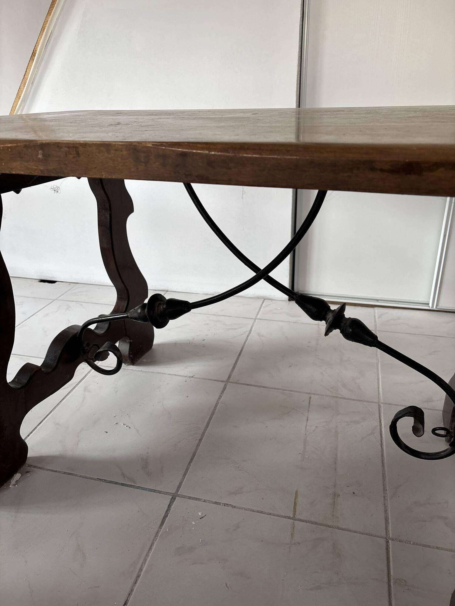wood and iron table