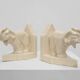 French Art Deco Ceramic Bookends in Elephant Motif, 1930s