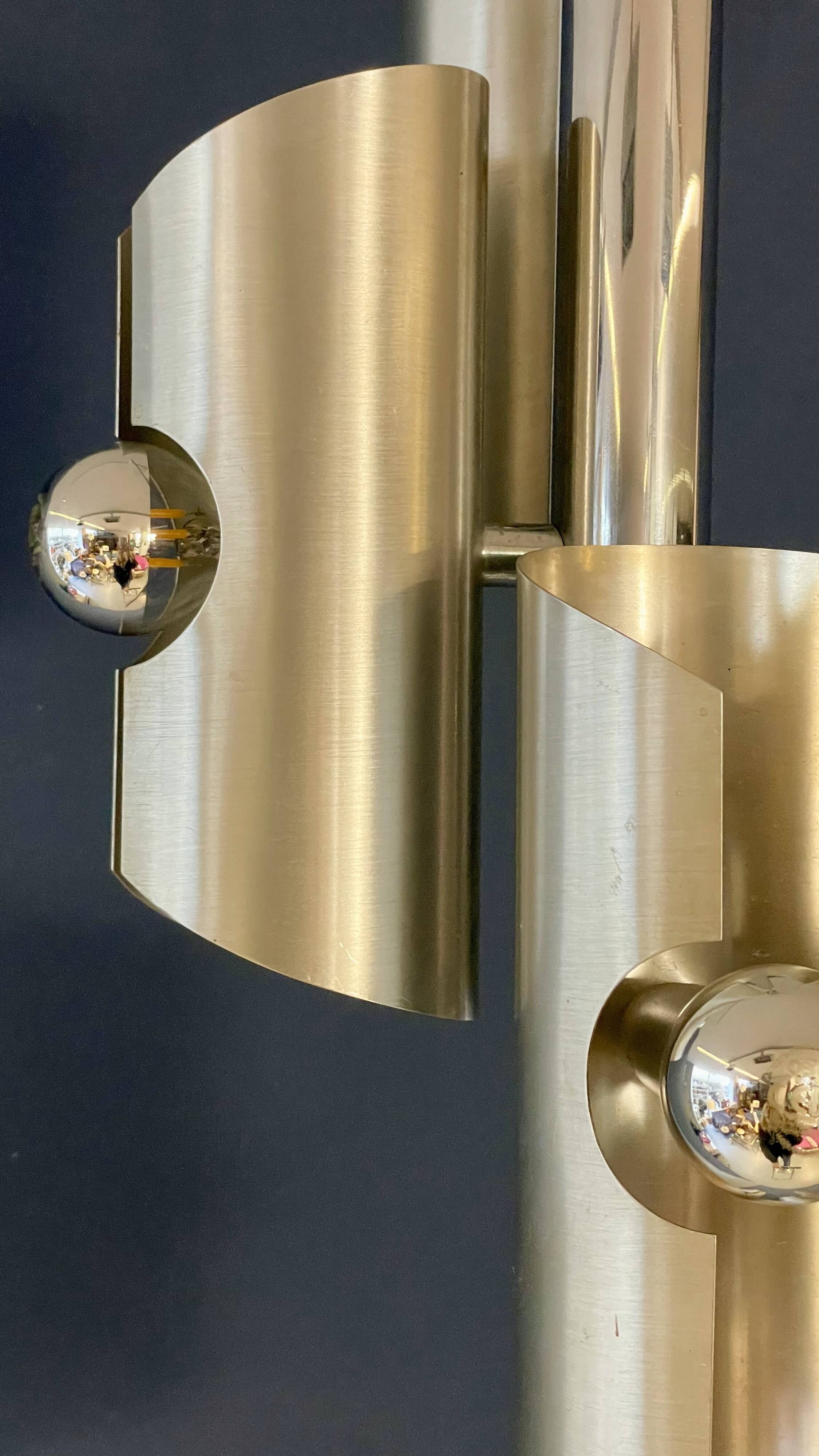 Designer Silver Lamp with Four Silver-Top Bulbs